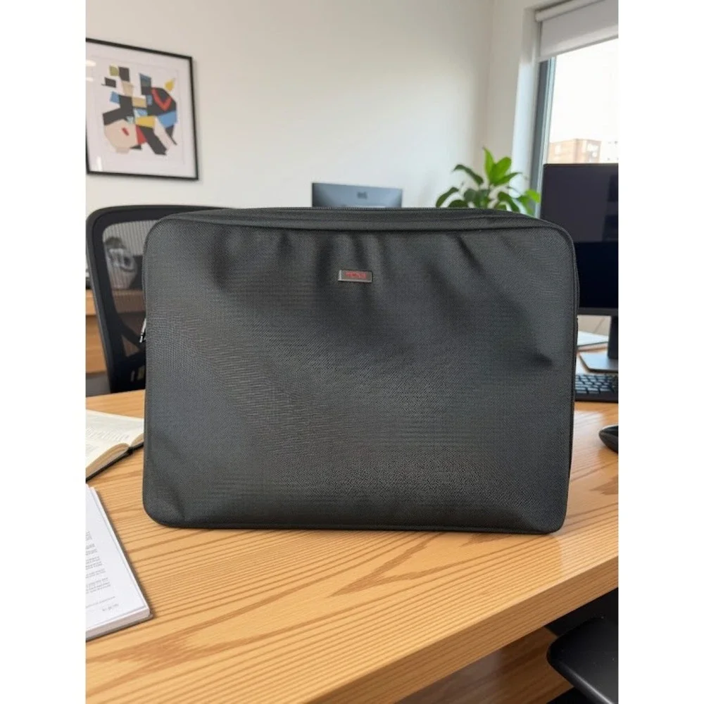 Tumi Black Ballistic Nylon Padded Laptop Sleeve Case Professional Tech Bag